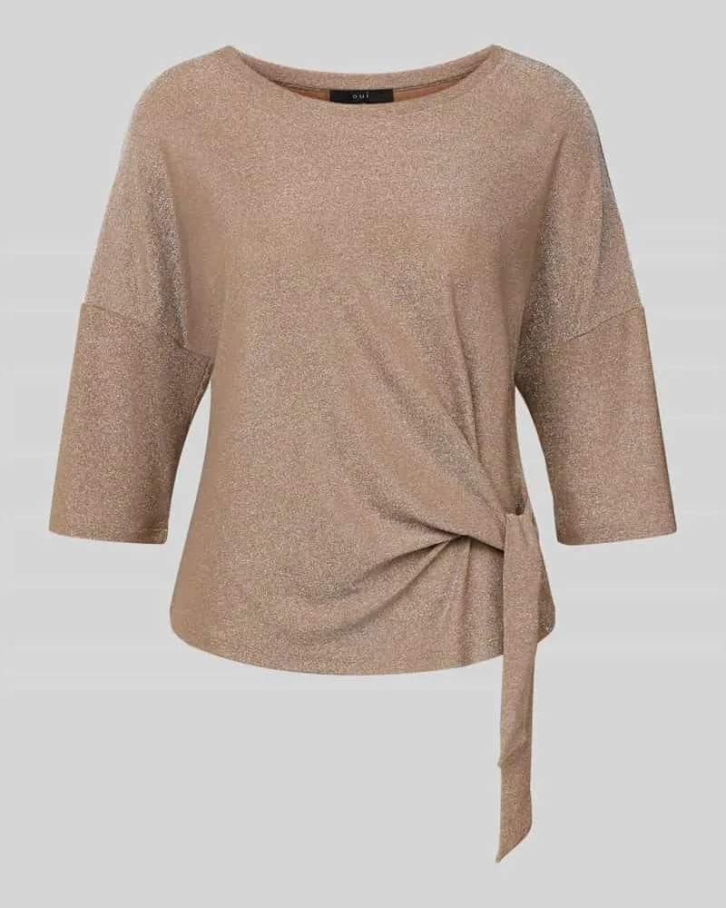 Oui  T-Shirt mit 3/4-Ärmel Camel