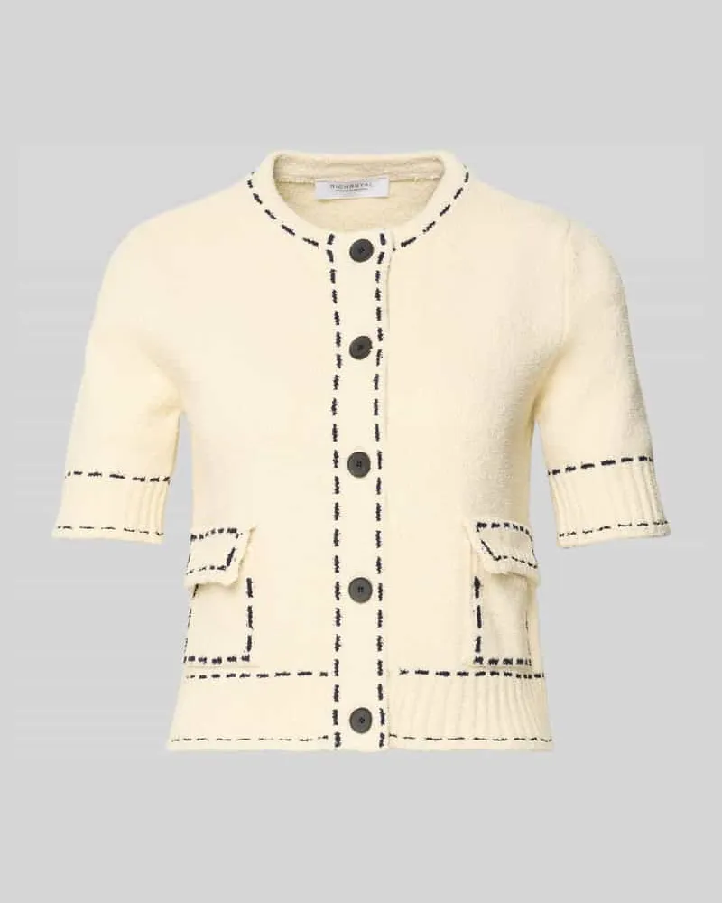 Rich&Royal Slim Fit Strickjacke mit aufgesetzten Taschen Ecru
