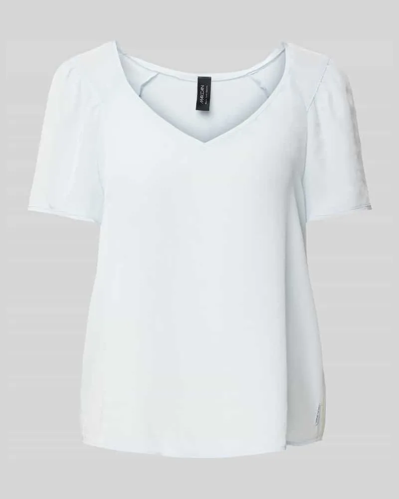 Marc Cain Regular Fit Blusenshirt mit V-Ausschnitt Hellblau