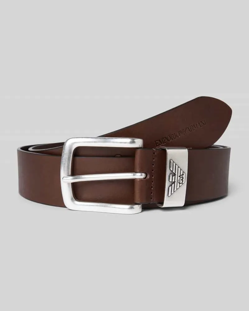 Emporio Armani Ledergürtel mit Label-Prägung Dunkelbraun