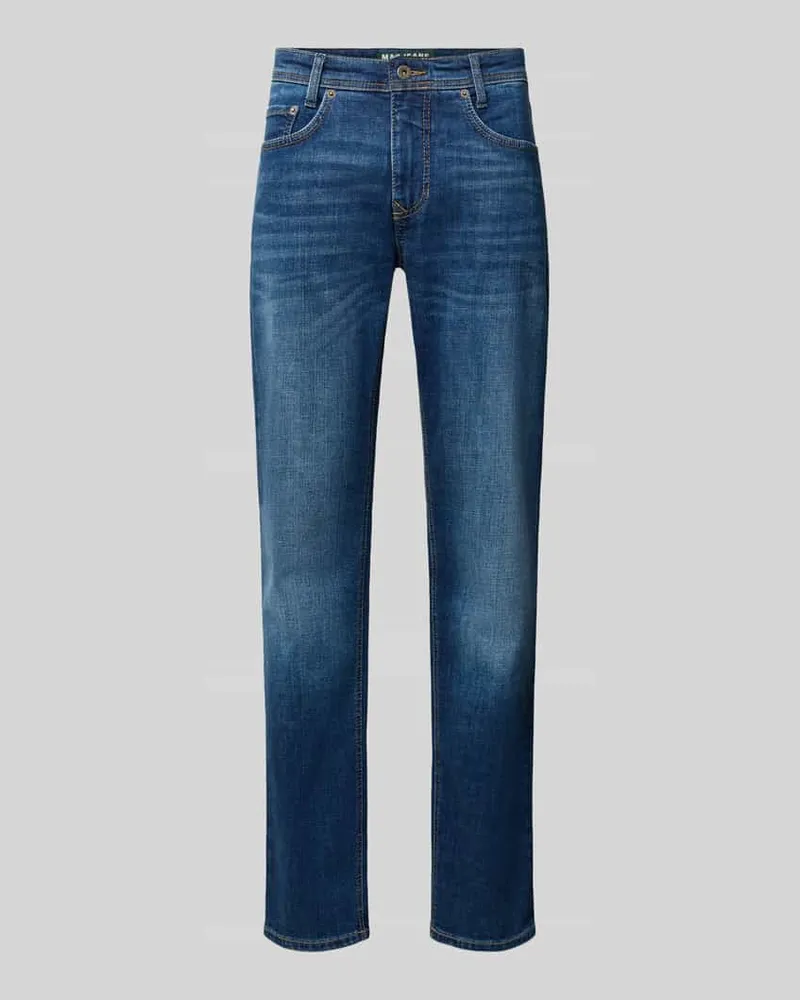 MAC Jeans Straight Fit Jeans aus Baumwoll-Mix Modell 'ARNE Jeansblau