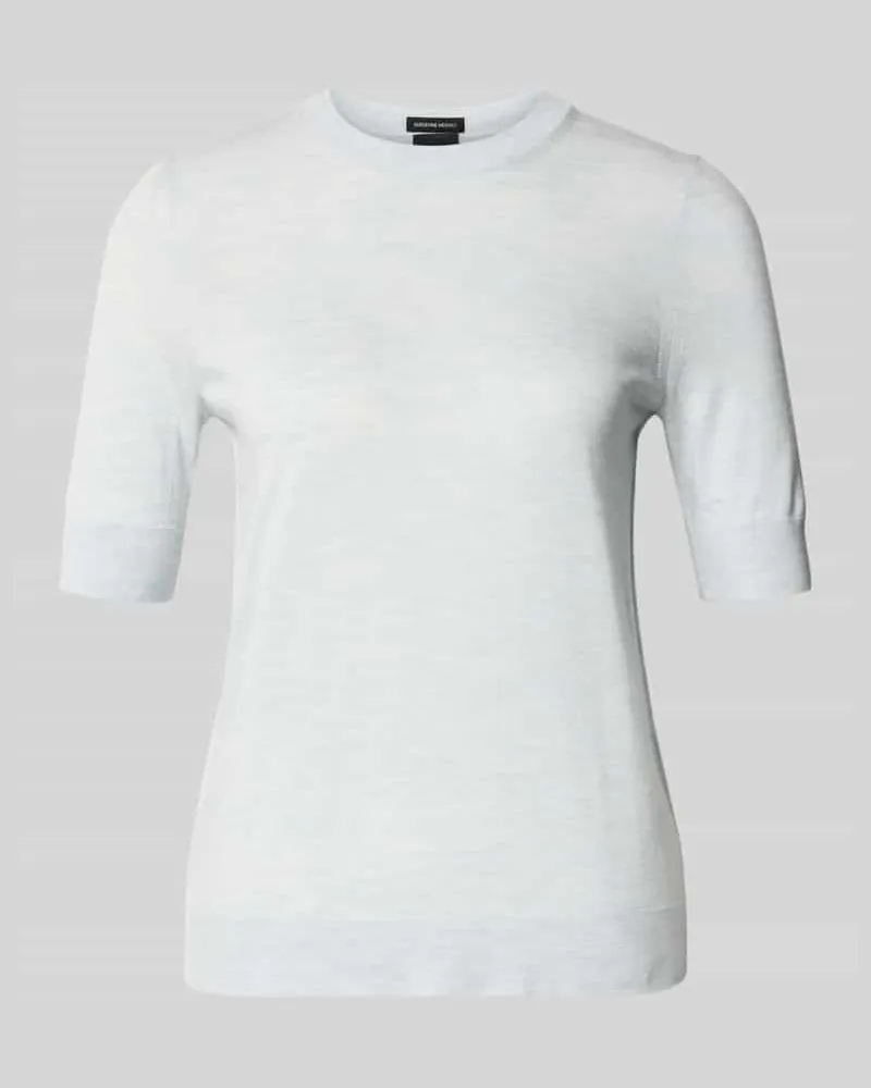 HUGO BOSS Shaped Fit Strickpullover aus reiner Schurwolle Modell 'Farbella Hellblau