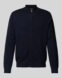 Olymp Slim Fit Strickjacke mit Stehkragen Marine