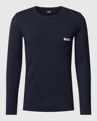 HUGO BOSS Longsleeve mit Label-Stitching Modell 'Infinity Dunkelblau