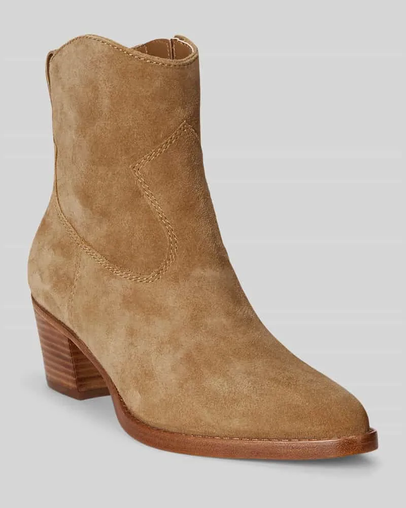 Ralph Lauren Stiefelette aus echtem Leder mit Logo-Prägung Camel