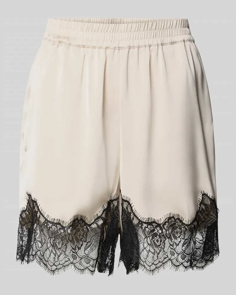 Gestuz High Waist Shorts mit Spitzenbesatz Modell 'lalou Beige