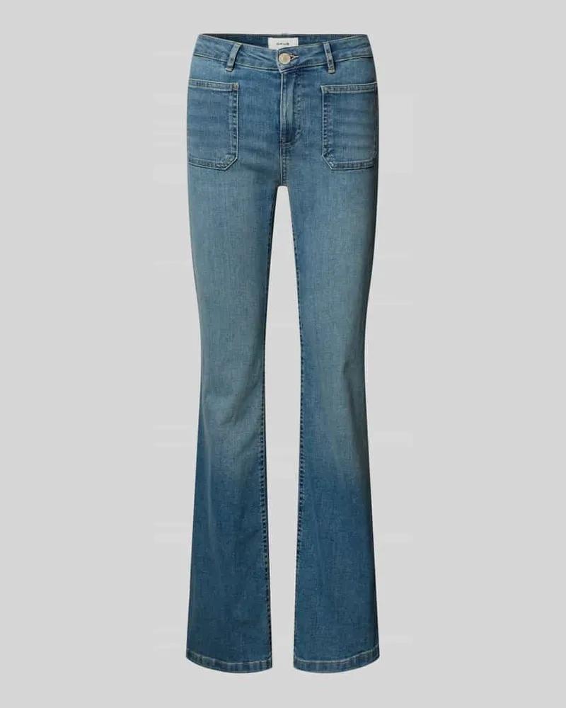 OPUS Flared Jeans mit Knopfverschluss Jeansblau