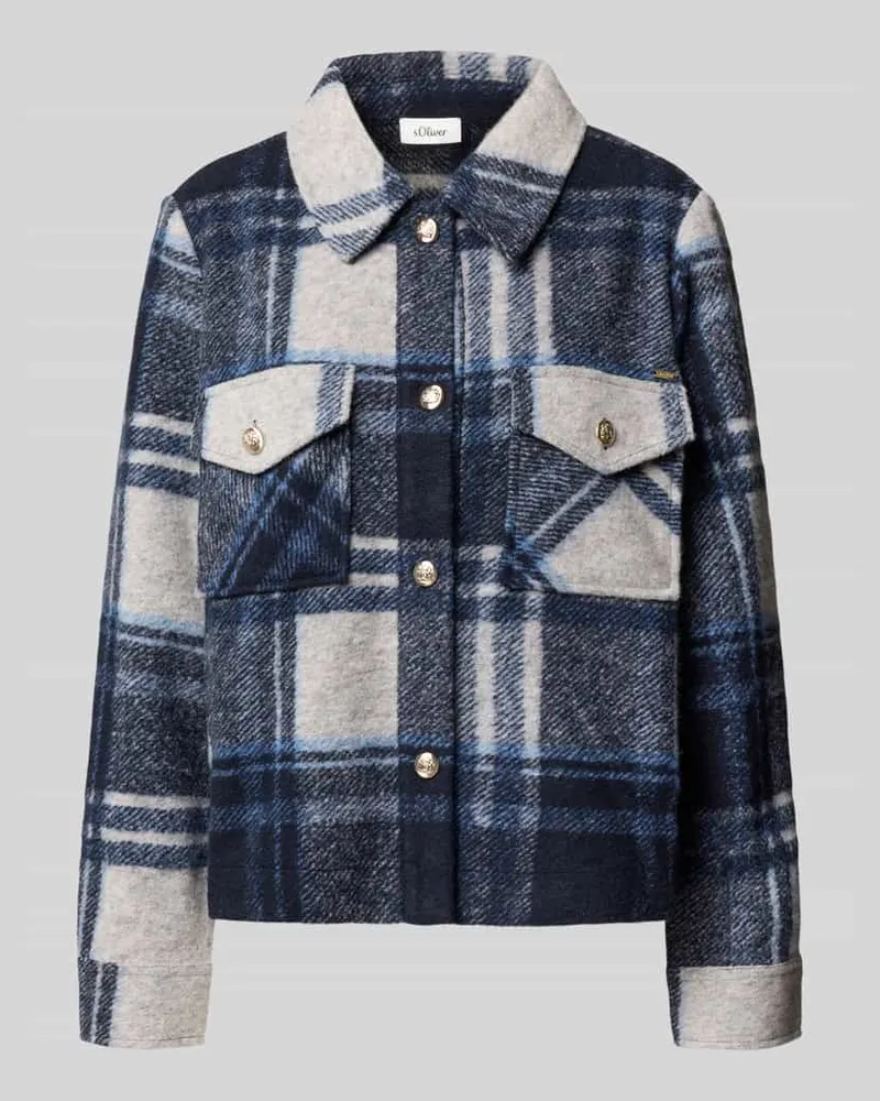 S.Oliver Regular Fit Wolljacke mit Zierknöpfen Marine