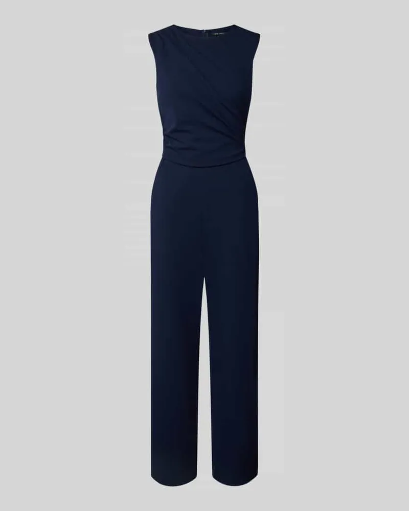 Swing Jumpsuit mit Rundhalsausschnitt und Raffungen Marine