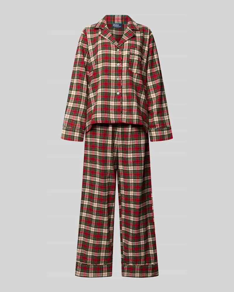 Ralph Lauren Relaxed Fit Pyjama aus reiner Baumwolle Rot