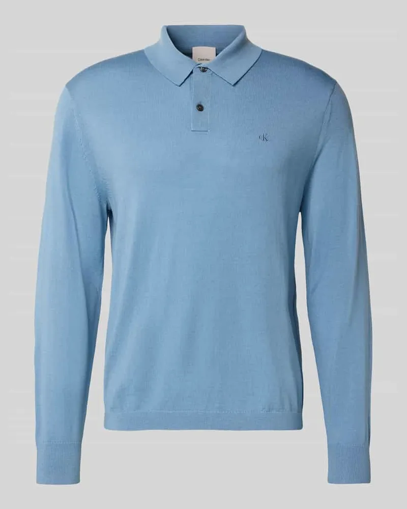 Calvin Klein Strickpullover mit Polokragen Sky