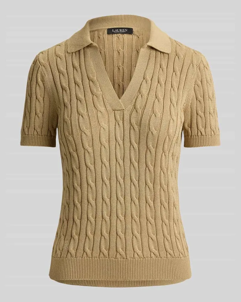 Ralph Lauren Regular Fit Poloshirt aus gewebtem Baumwoll-Mix Camel