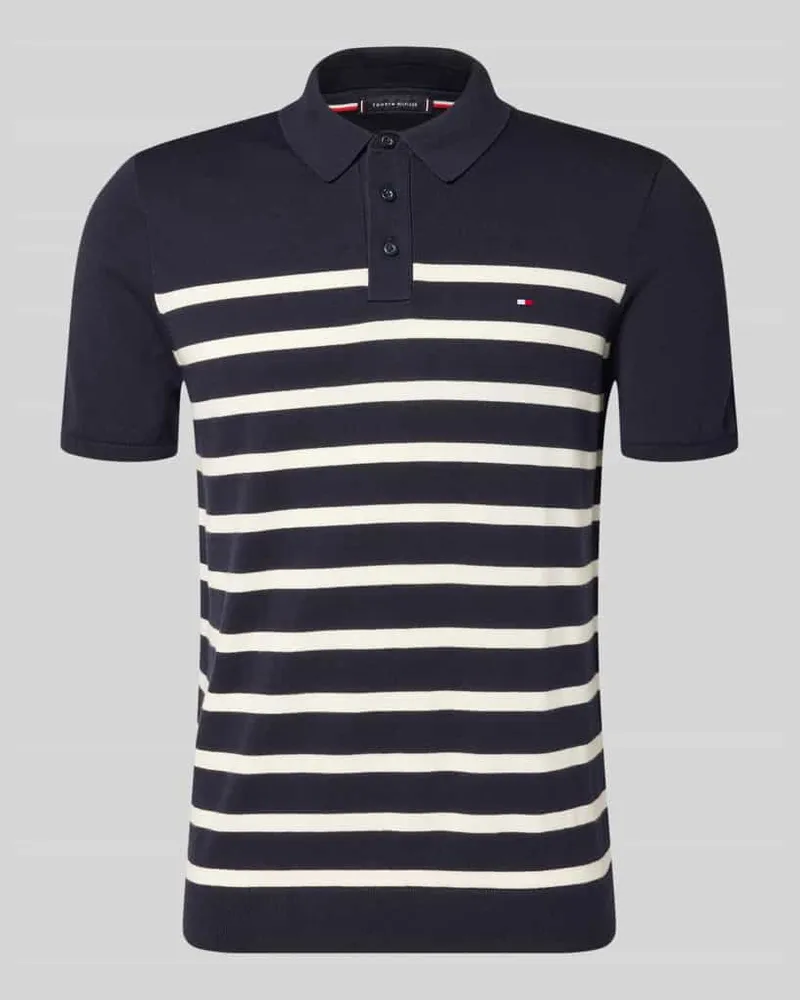 Tommy Hilfiger Regular Fit Strick-Poloshirt aus reiner Baumwolle Marine