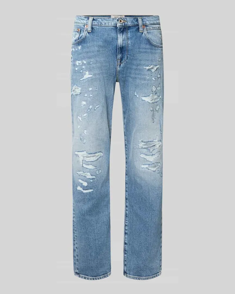 Replay Straight Fit Jeans im Destroyed-Look Modell 'AIDEEN Jeansblau