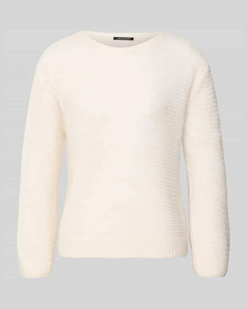 Luisa Cerano Regular Fit Pullover mit Alpaka-Anteil in Strick-Optik Offwhite