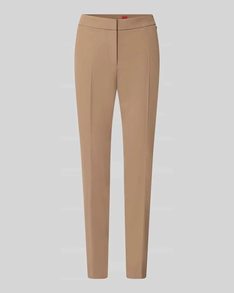 HUGO BOSS Schmale Hose mit Label-Detail Modell 'Hagonia-1 Beige