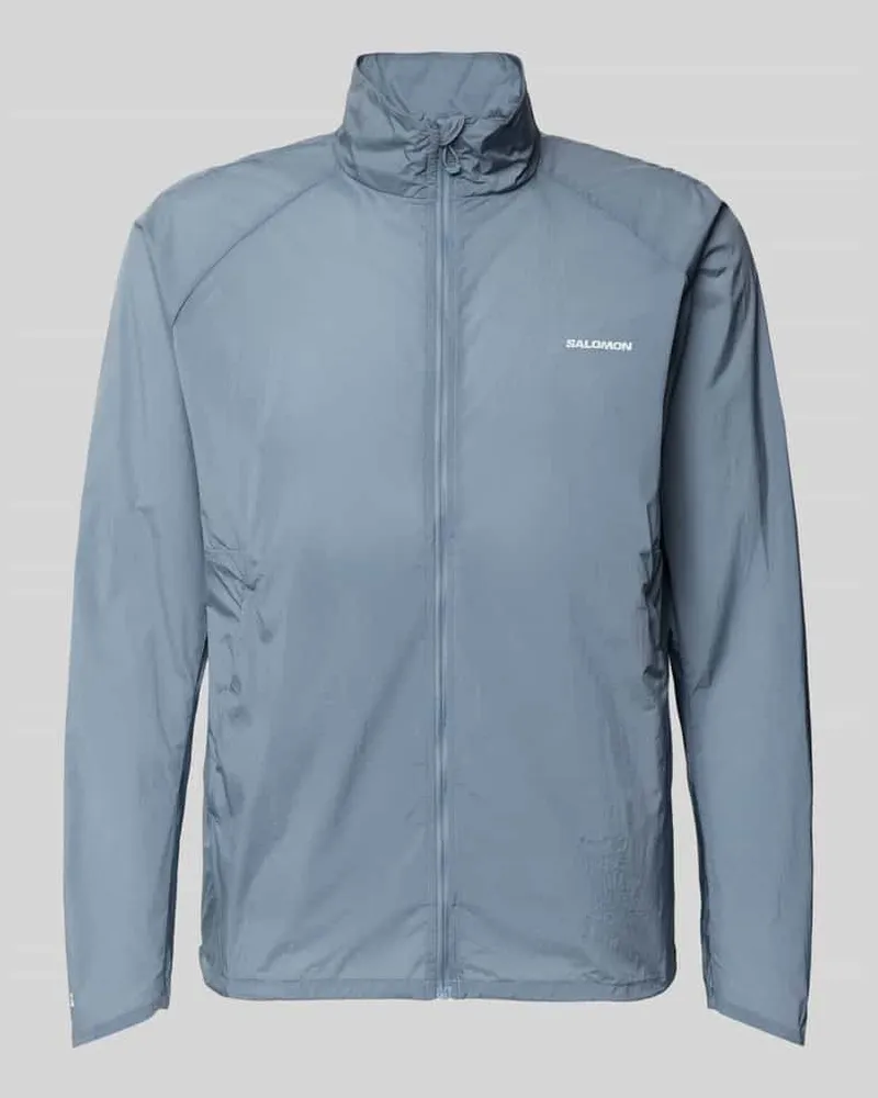 Salomon Jacke mit Logo und Eingrifftaschen Hellgrau