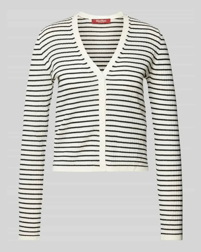Max Mara Cardigan aus Seiden-Lanawoll-Mix Modell 'TRIESTE Weiss