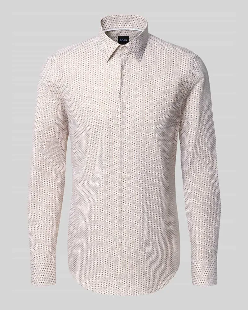 HUGO BOSS Slim Fit Businesshemd aus reiner Baumwolle Beige
