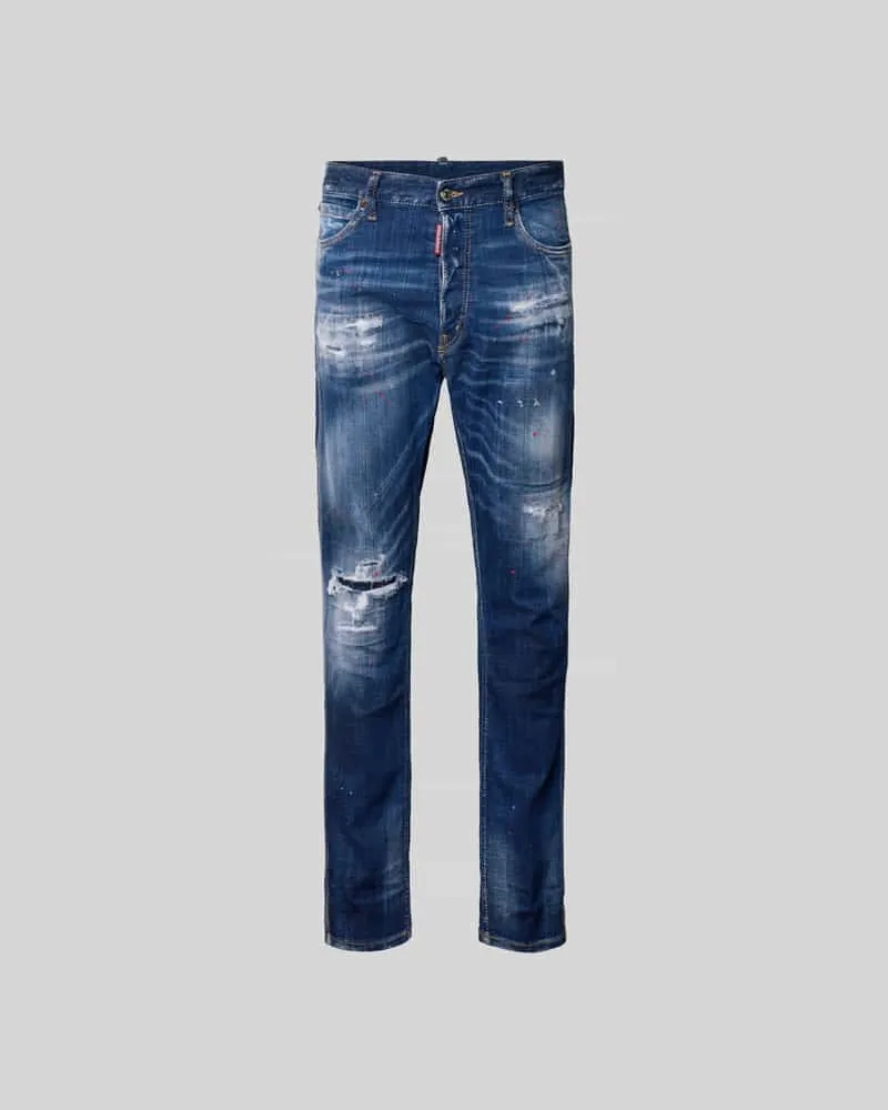 Dsquared2 Skinny Fit Jeans im Used-Look Dunkelblau
