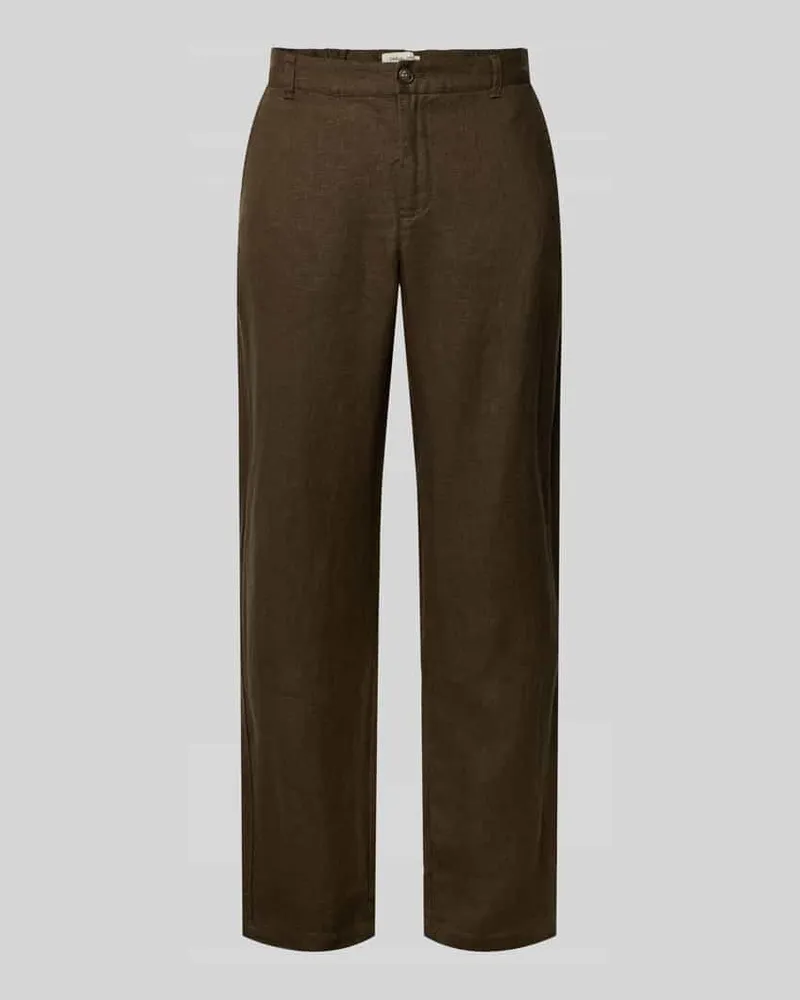 Casual Friday Leinenhose mit Eingrifftaschen Modell 'Pandrup Mittelbraun