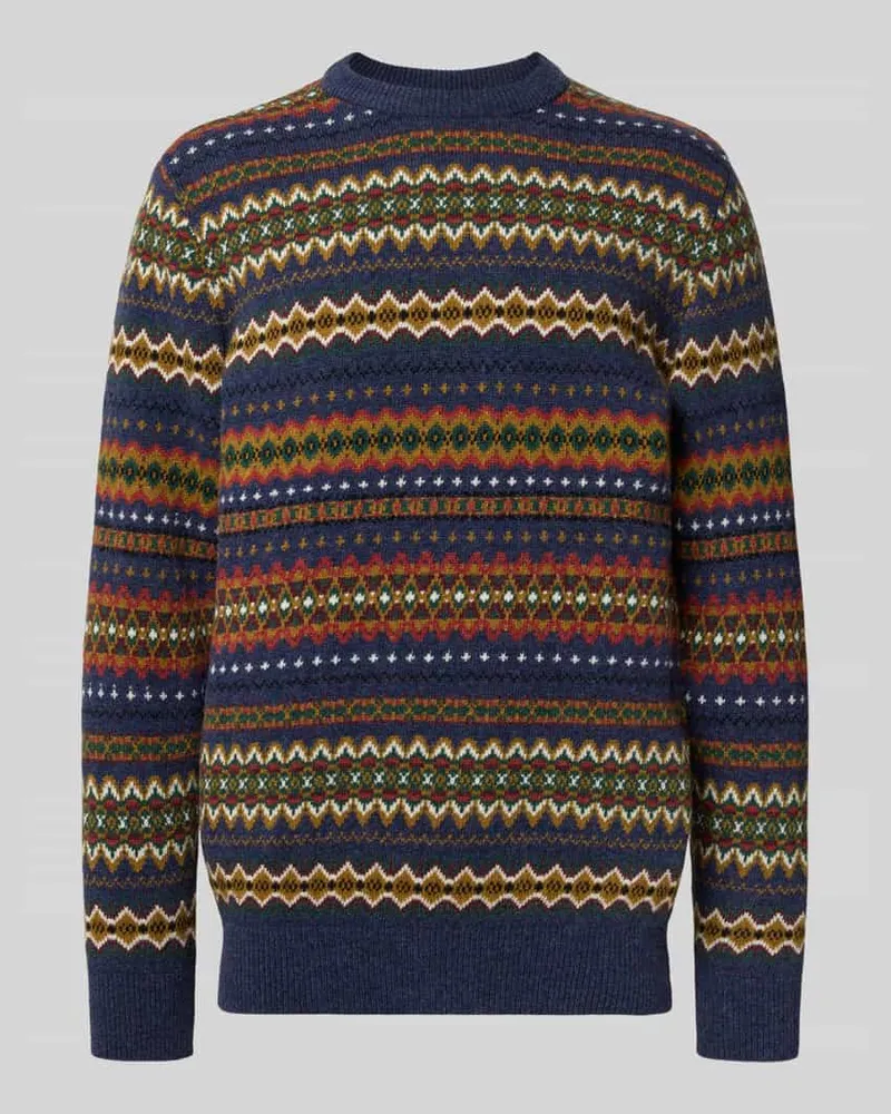 Barbour Regular Fit Strickpullover aus reiner Wolle Modell 'ISLE CREW Marine