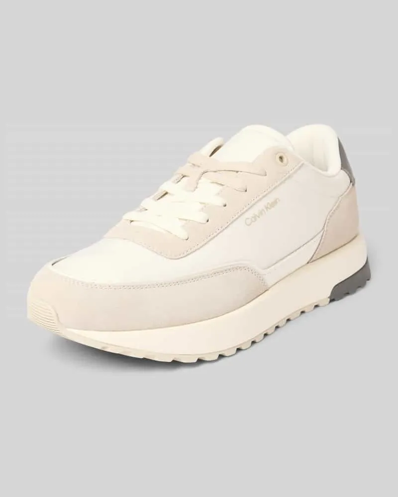 Calvin Klein Low Top Sneaker aus echtem Leder Ecru