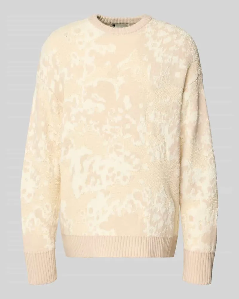 G-STAR RAW Oversized Strickpullover mit gerippten Abschlüssen Offwhite