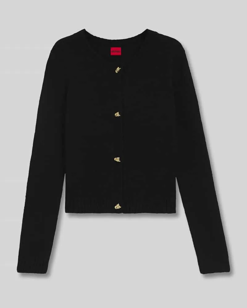 HUGO BOSS Regular Fit Strickjacke mit Alpaka-Mix Modell 'SIRA Black