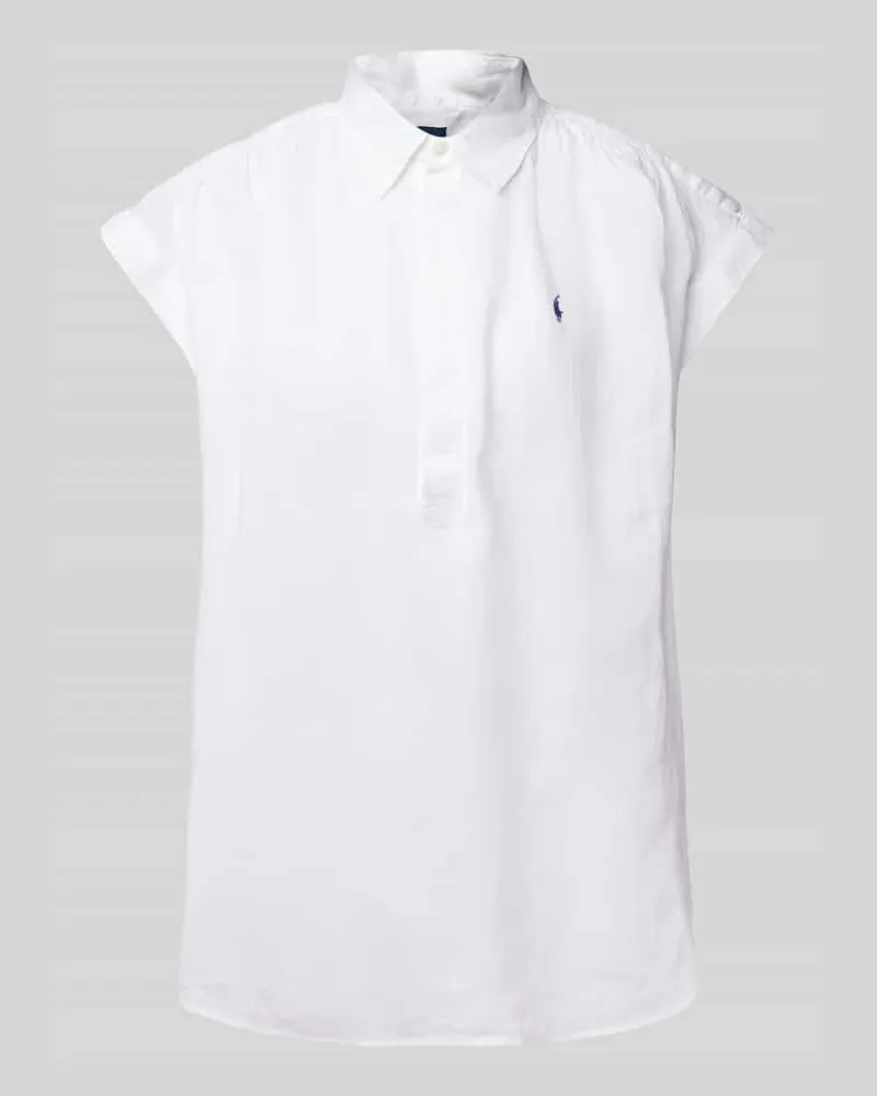Ralph Lauren Leinenbluse mit Label-Stitching Weiss