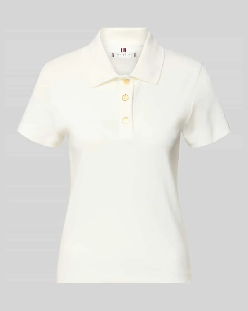 Tommy Hilfiger Slim Fit Poloshirt aus reiner Baumwolle Ecru