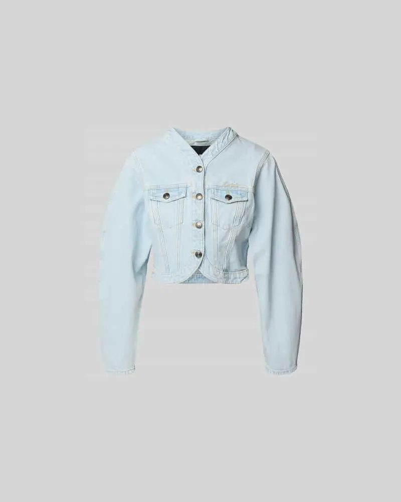 ROTATE Birger Christensen Cropped Jeansjacke mit Knopfleiste Hellblau