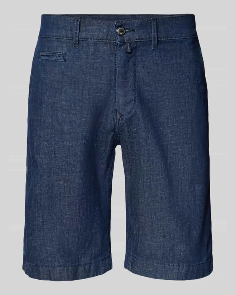 Pierre Cardin Regular Fit Bermudas in Denim-Optik mit Paspeltasche Dunkelblau