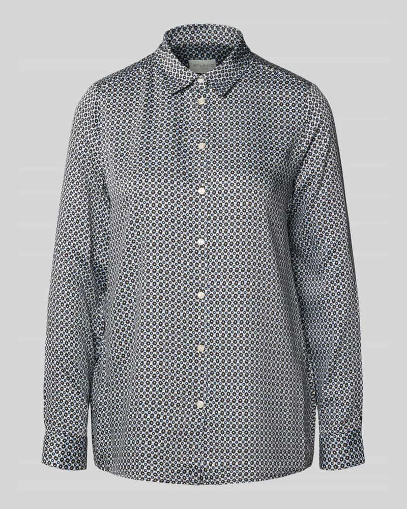 Milano Italy Regular Fit Bluse aus Viskose im Allover-Look Schoko