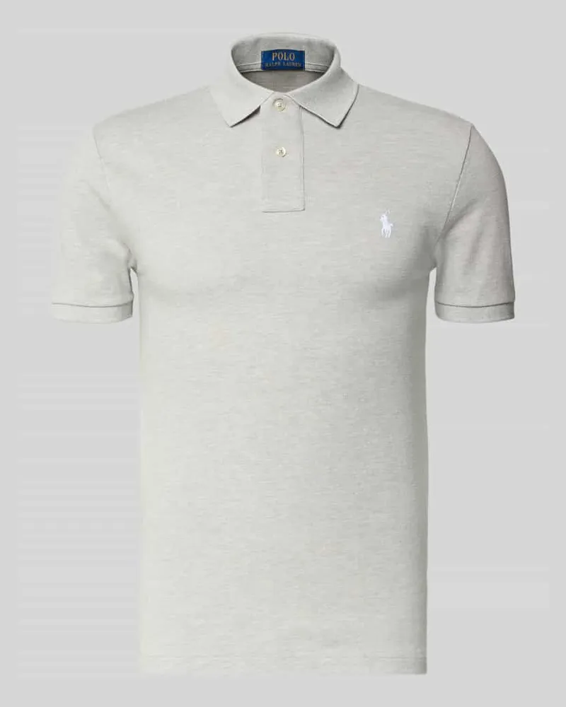 Ralph Lauren Slim Fit Poloshirt aus reiner Baumwolle Hellgrau
