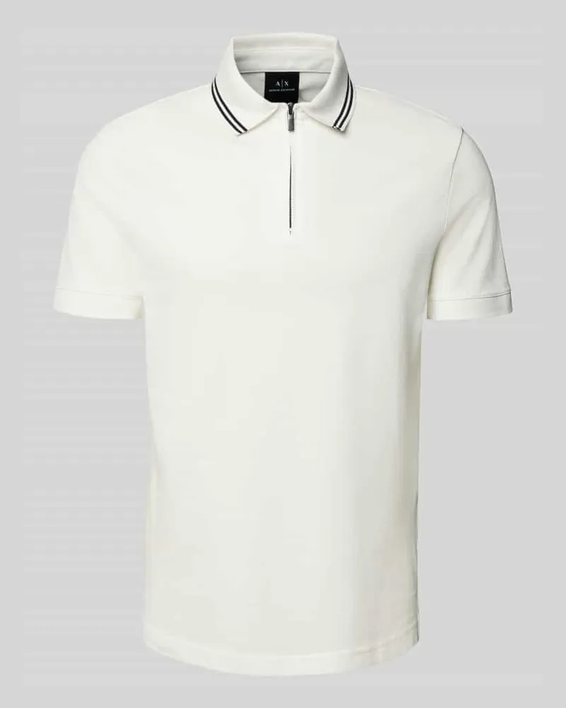 Armani Exchange Poloshirt mit kurzem Reißverschluss Weiss