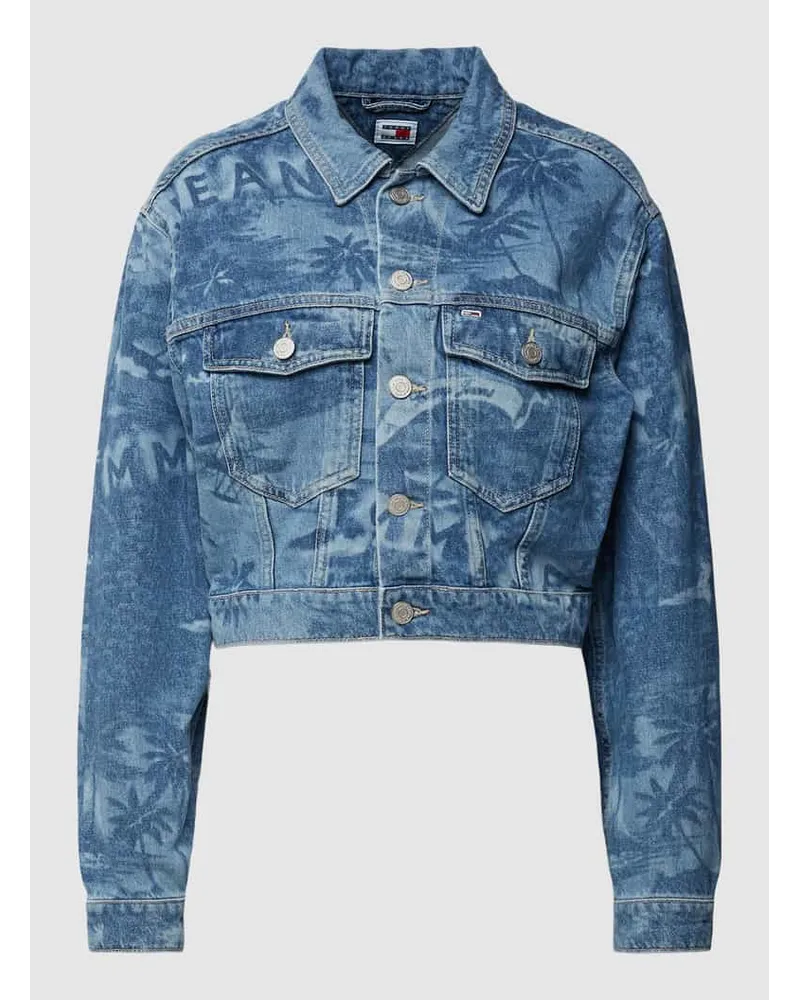 Tommy Hilfiger Cropped Jeansjacke mit Allover-Muster Jeansblau