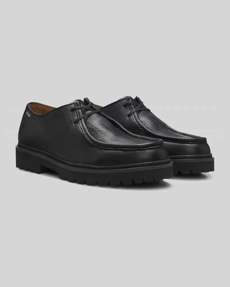 HUGO BOSS Schnürschuhe aus echtem Leder mit Label-Prägung Black