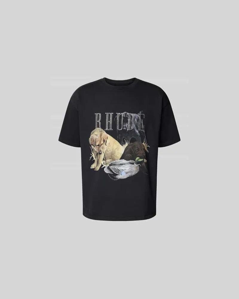 RHUDE T-Shirt mit Strasssteinbesatz Anthrazit