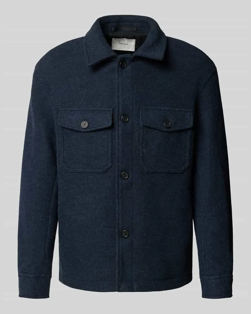Selected Homme Regular Fit Wolljacke mit Umlegekragen Modell 'MITCH Marine
