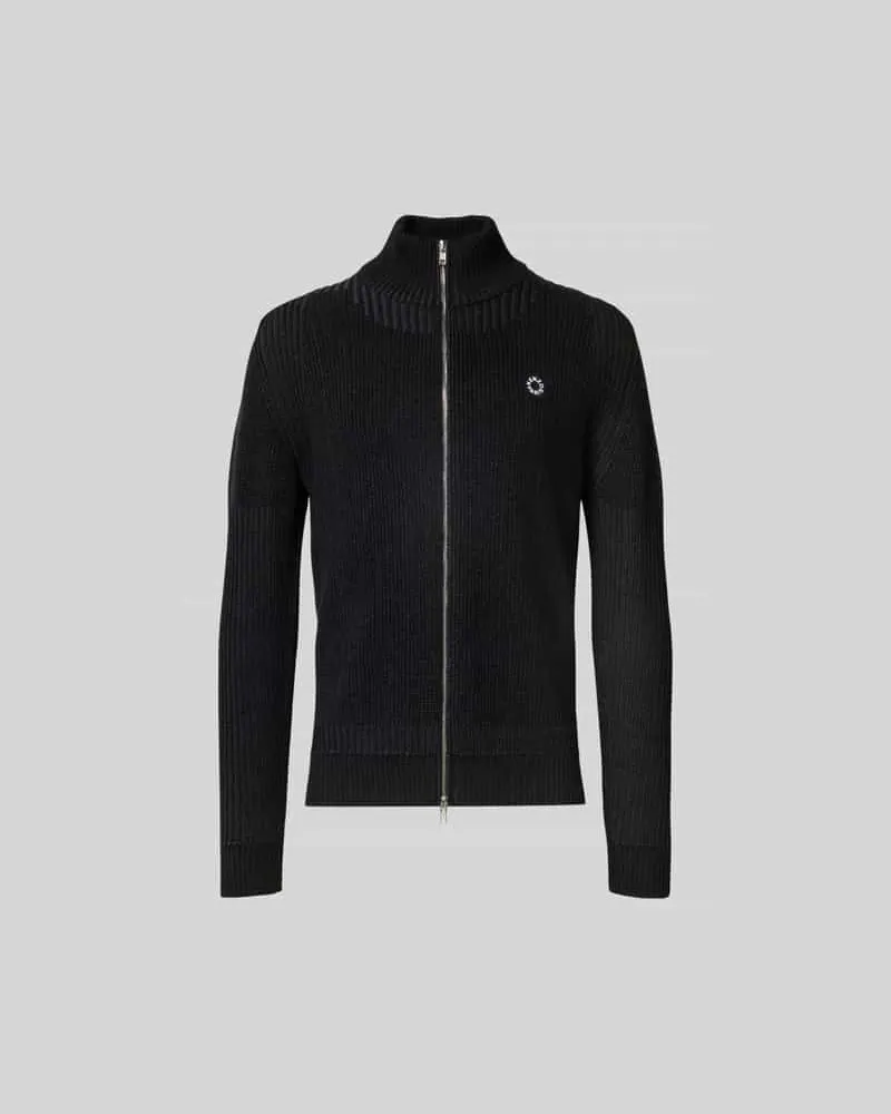 Kenzo Jacke in Strick-Optik mit Logo-Patch Black
