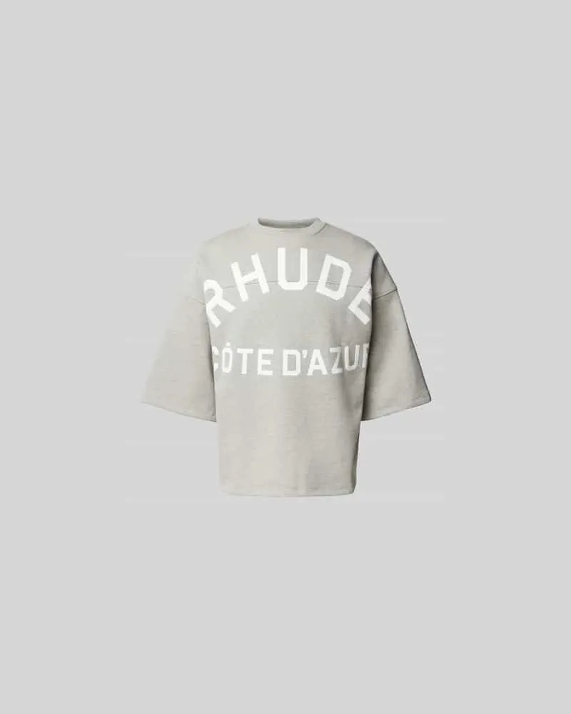 RHUDE Oversized T-Shirt mit Label-Print Hellgrau