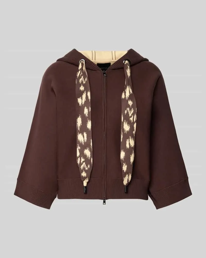 Marc Cain Strickjacke mit Kapuze Dunkelbraun