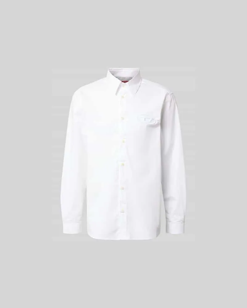 Diesel Freizeithemd mit Label-Stitching Weiss