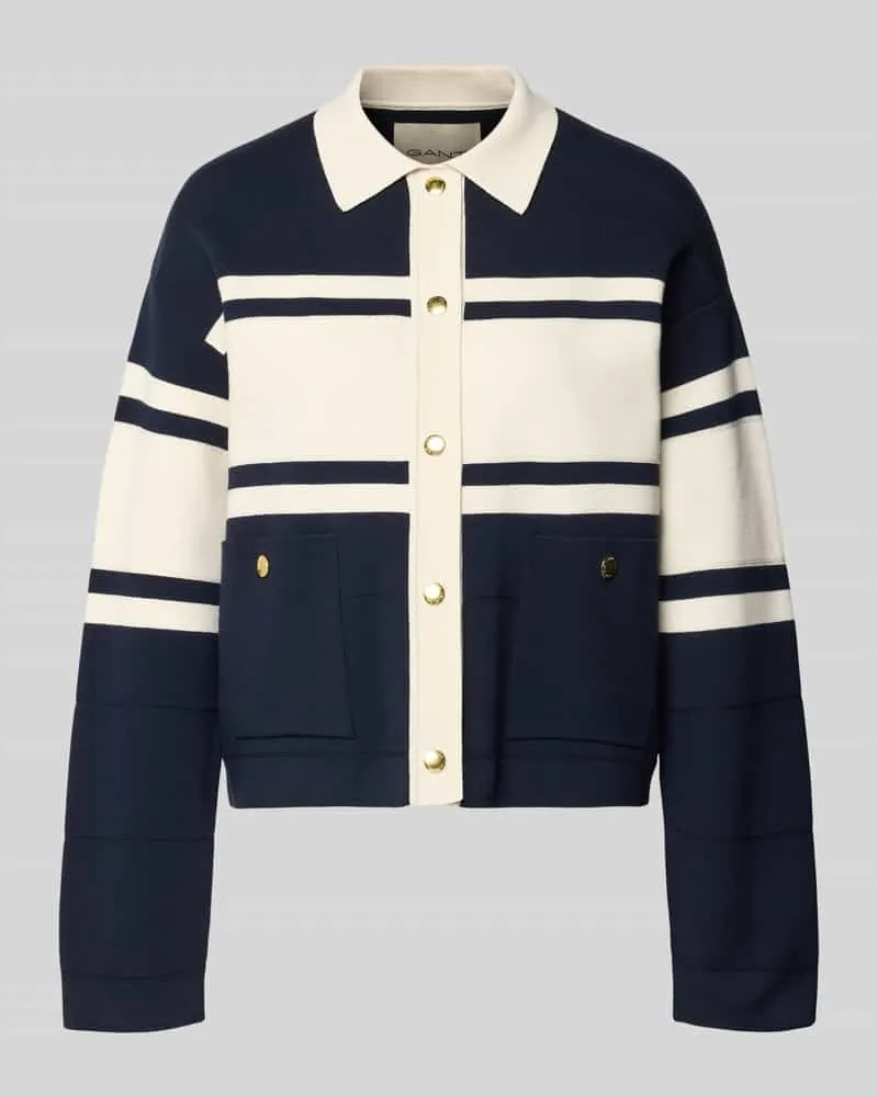 Gant Cardigan aus Viskose-Mix im Colour-Blocking-Design Marine