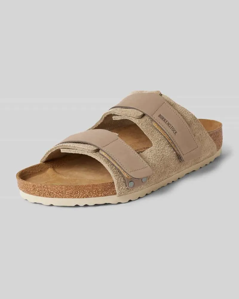 Birkenstock Slides mit Klettverschlüssen Modell 'Uji Taupe