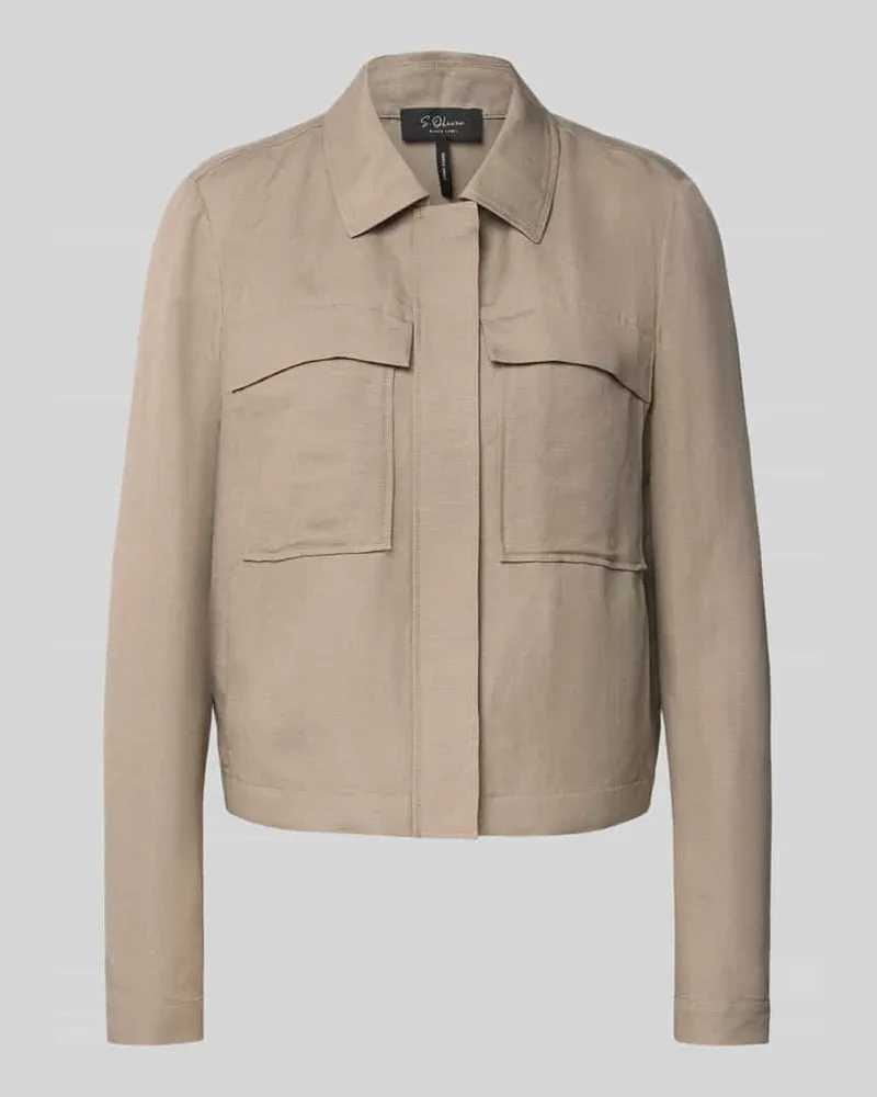 S.Oliver Regular Fit Blouson aus Viskose-Leinen-Mix Taupe