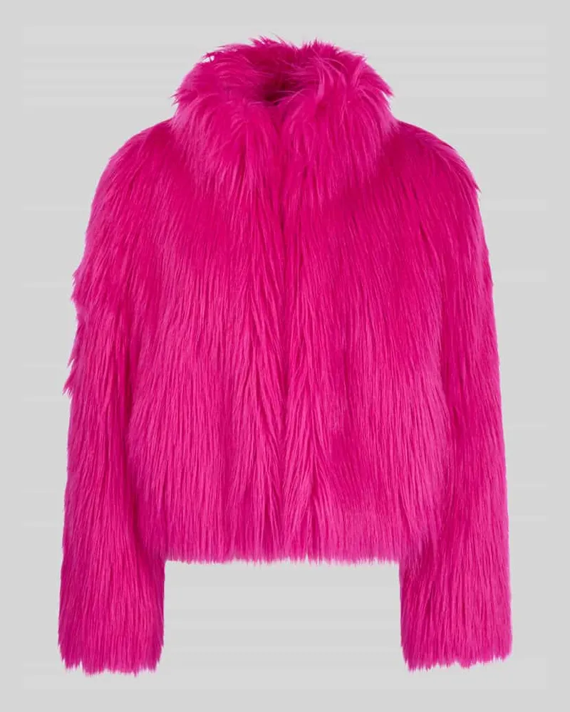 Marc Cain Regular Fit Webpelzjacke mit hohem Stehkragen Pink