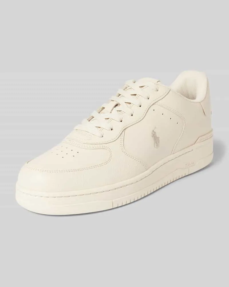 Ralph Lauren Ledersneaker mit Logo-Stitching Modell 'MASTERS Offwhite
