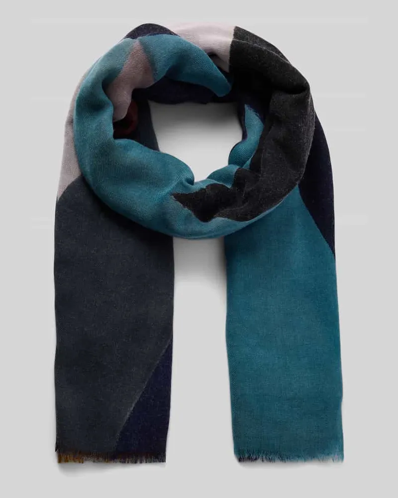 Altea Schal aus Wolle mit Allover-Muster und Fransen Blau